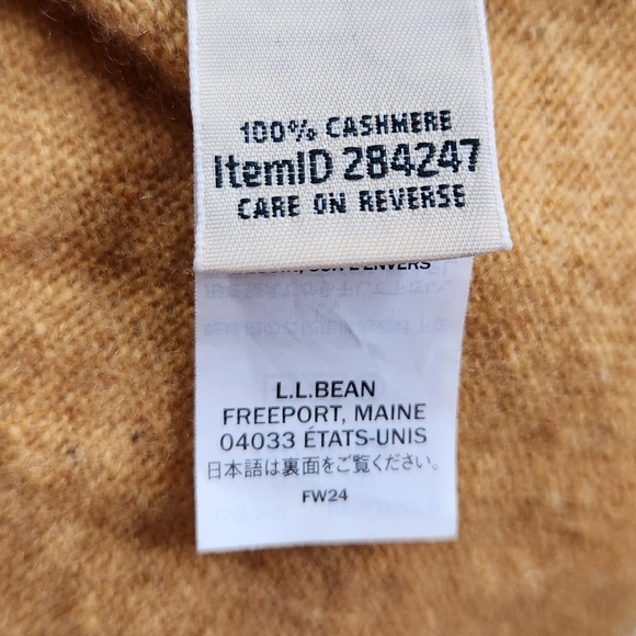 L.L. Bean Womens 100% Cashmere Long Sleeve Sweater Toffee Sz Medium Petite - Picture 8 of 9